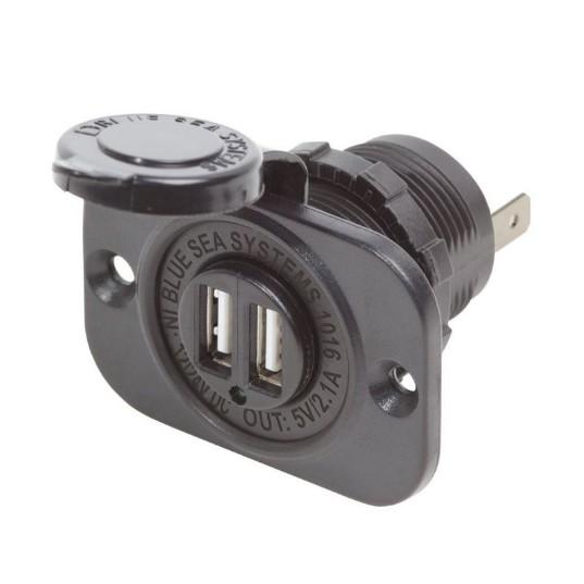 BLUE SEA 12VDC Socket Dual USB Output 5V 2.1A | 1016-BSS