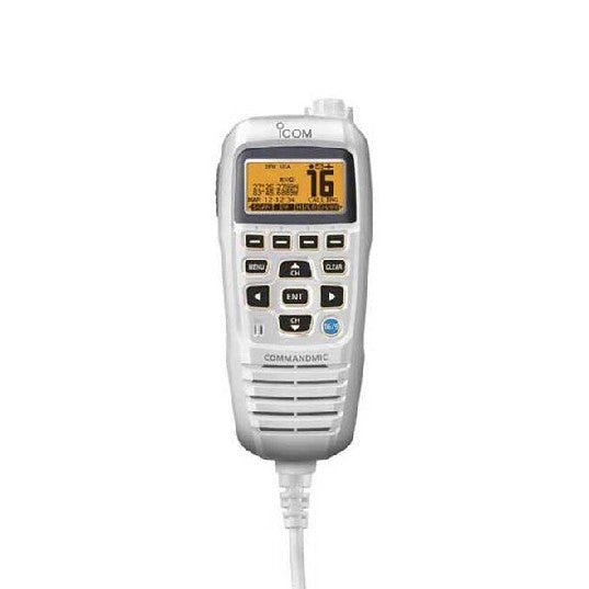 ICOM CommandMic IV with YELLOW Backlit LCD, in Super WHITE | HM195SW 42 EXP