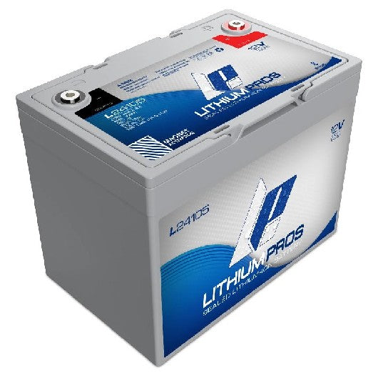 LITHIUM PROS LiFePO4 Battery, 12V/105 Ah (Trolling/Deep cycle, Grp 24) Bluetooth | M24105 **DROP SHIP ITEM, FREE FREIGHT**