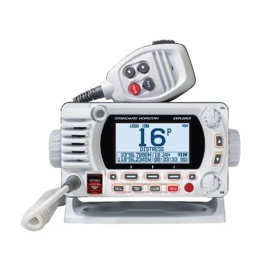 STANDARD HORIZON EXPLORER WHITE 25W Fixed Mount VHF/NMEA200 radio RAM MIC Compatible with Dot Matrix LCD | GX1850W