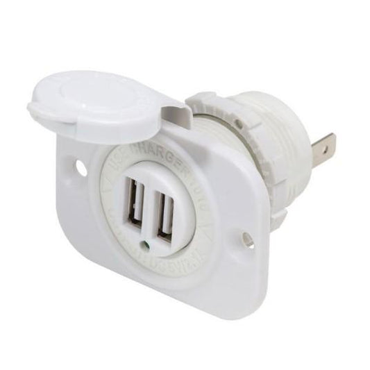 BLUE SEA 12VDC 2USB Charger 5V 2.1A Sckt Wht | 1016200-BSS