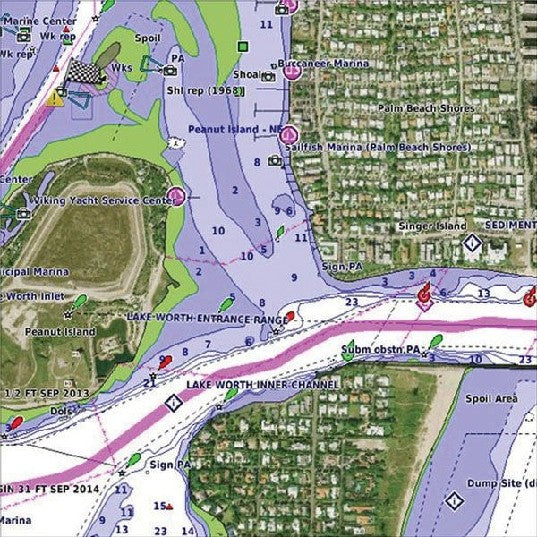 GARMIN VUS010R BlueChart G3 Vision MicroSD/SD Card Premier Coastal Nav. Chart, South Florida and North Bahamas | 010-C0711-00