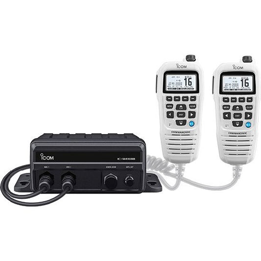 ICOM Black Box Marine VHF Fixed Mount w/WHITE HM-195GB & Two CommandMic Ports | M410BB GW 11 USA