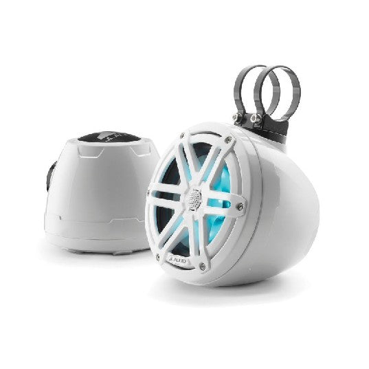 JL AUDIO M3-650VEX-GW-S-GW-I: 6.5" VEX Tower Speakers, Gloss White Enclosure & Sport Grille, RGB LED | 93402  | 010-03258-00