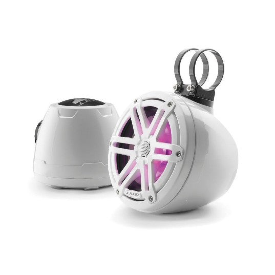 JL AUDIO M3-650VEX-GW-S-GW-I: 6.5" VEX Tower Speakers, Gloss White Enclosure & Sport Grille, RGB LED | 93402  | 010-03258-00