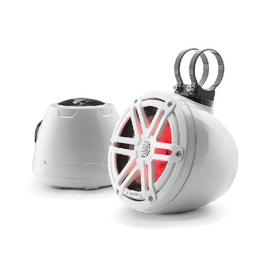 JL AUDIO M3-650VEX-GW-S-GW-I: 6.5" VEX Tower Speakers, Gloss White Enclosure & Sport Grille, RGB LED | 93402  | 010-03258-00