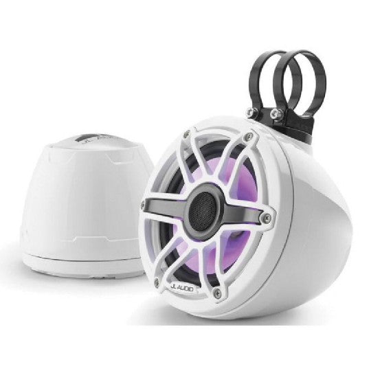 JL AUDIO M6-650VEX-GW-S-GWGW-I: 6.5" VEX Tower Speakers, Gloss White Enclosure & Sport Grill, RGB LED | 93412 | 010-03262-00