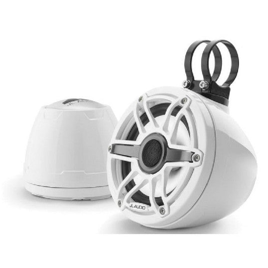 JL AUDIO M6-650VEX-GW-S-GWGW-I: 6.5" VEX Tower Speakers, Gloss White Enclosure & Sport Grill, RGB LED | 93412 | 010-03262-00