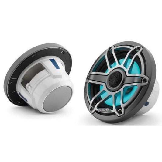 JL AUDIO M6-650X-S-GMTI-I: 6.5" Marine Speakers, Sport Grille, Gunmetal Trim, Titanium Grille, ILLUM | 93715 | 010-03092-00