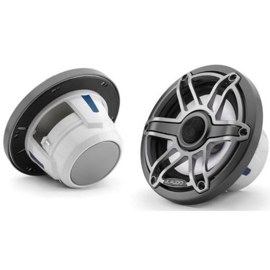 JL AUDIO M6-650X-S-GMTI: 6.5" Marine Speakers, Sport Grille, Gunmetal Trim, Titanium Grille | 93714 | 010-03091-00
