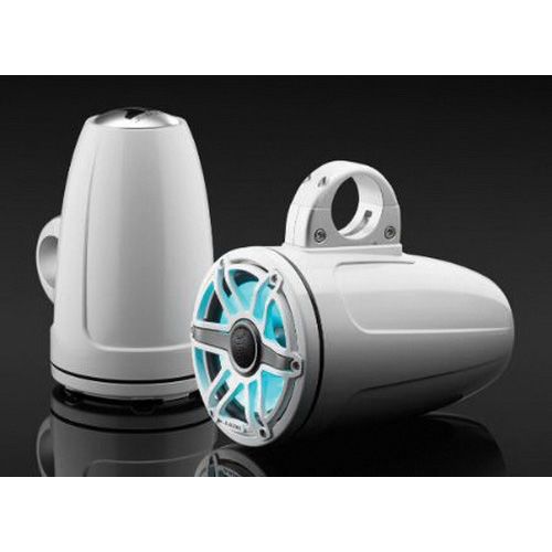 JL AUDIO M6-770ETXV3-GW-S-GWGW-I: 7.7" Tower Speakers, Gloss White Sport Grille, RGB LED, PAIR | 93655 | 010-03278-00