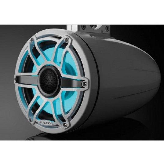 JL AUDIO M6-880ETXV3-GW-S-GWGW-I: 8.8" Tower Speakers, Gloss White Sport Grille, RGB LED, PAIR | 93665 | 010-03283-00