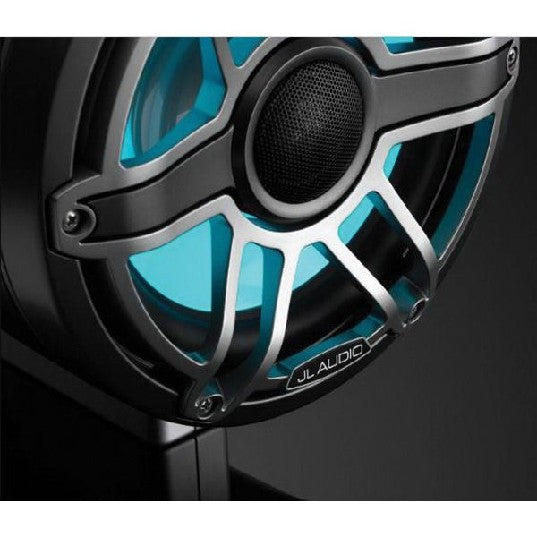 JL AUDIO M6-880ETXV3-SB-S-GMTI-I: 8.8" Tower Speakers, Satin Black, Gunmetal Sport Grille, RGB LED, PAIR | 93663 | 010-03281-00