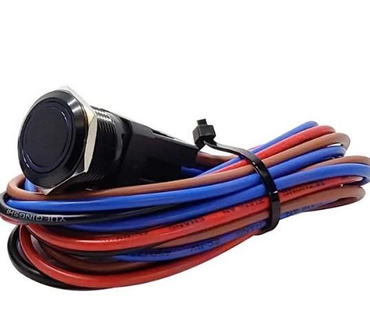 PLASHLIGHTS Marine Push Button Switch - Blue LED - 20a -Black Anodized- Momentary | PL22BLK-M-BL